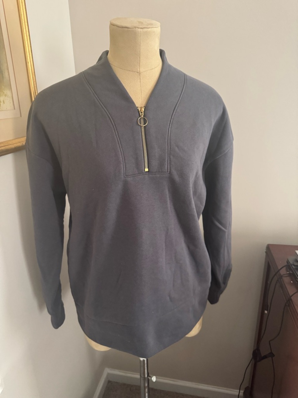 Sonoma Women’s Dark Grey Half Zip PM Pullover Sweatshirt Size Large